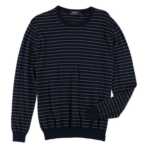 Polo Ralph Lauren Mens Cashmere Blend Pullover Sweater size XL Navy White - Picture 1 of 6